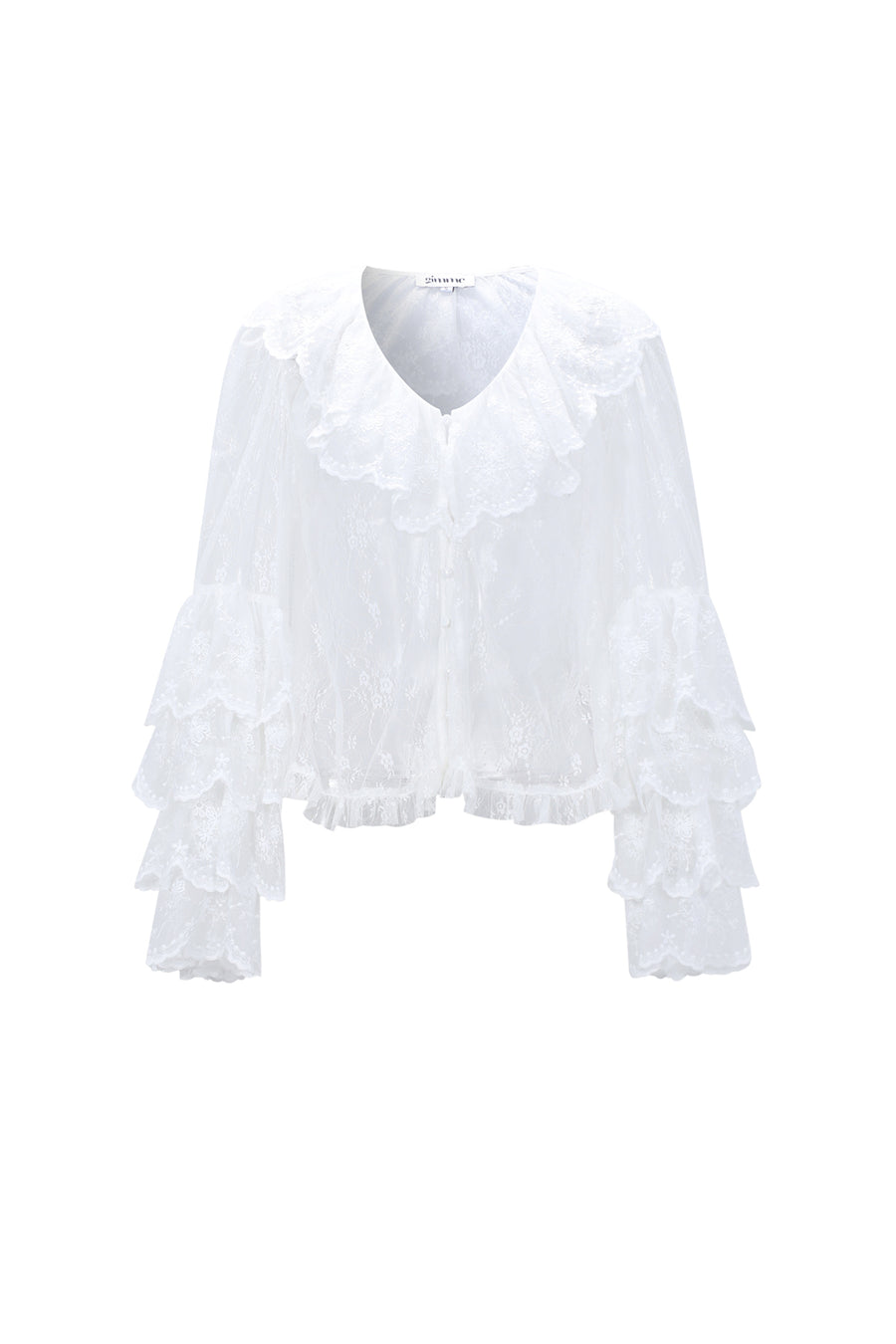 Dames blouse van polyester met bloemenprint en kant