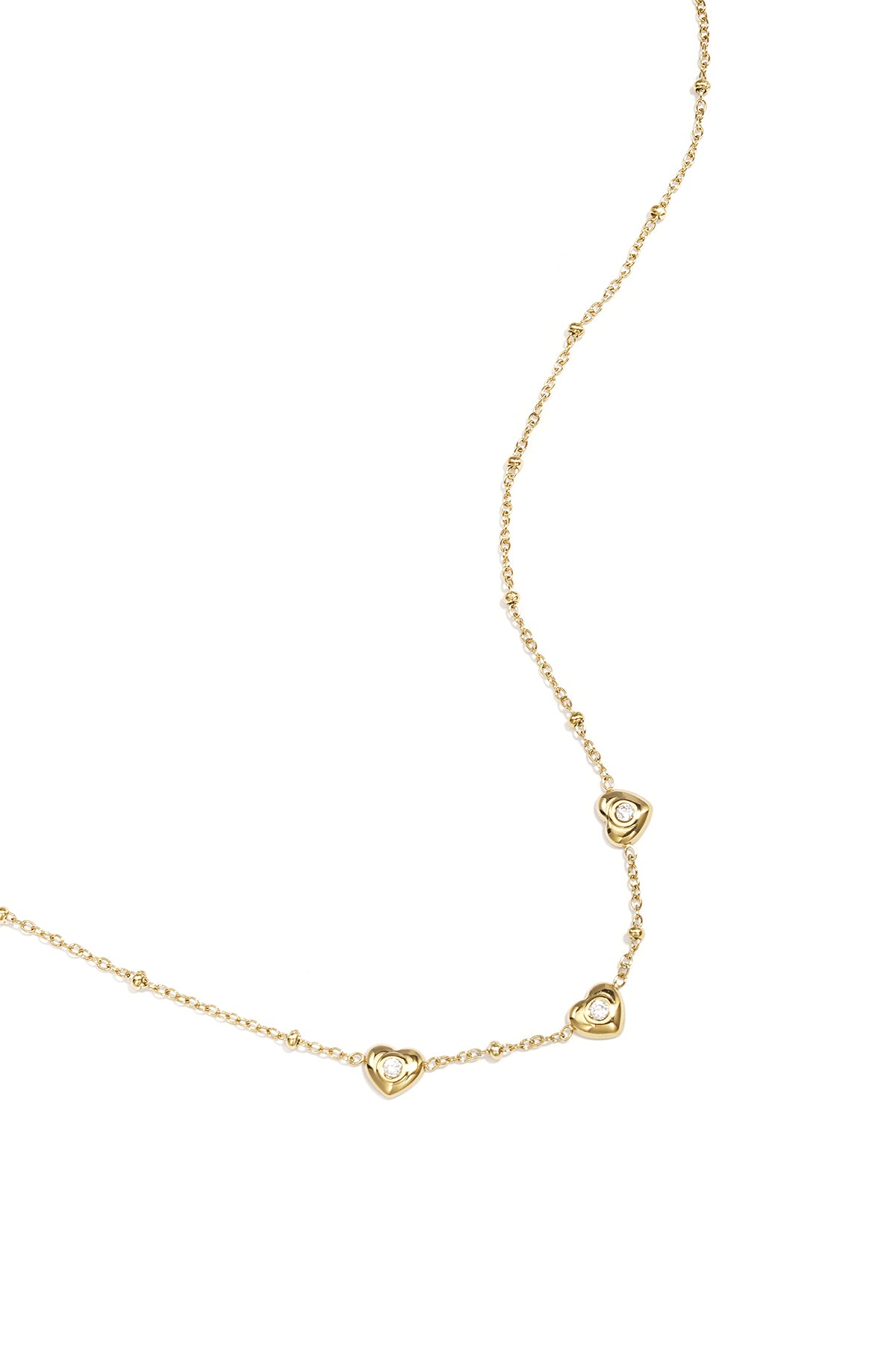 Collier femme avec pendentif en acier inoxydable en forme de cœur – doré et argenté