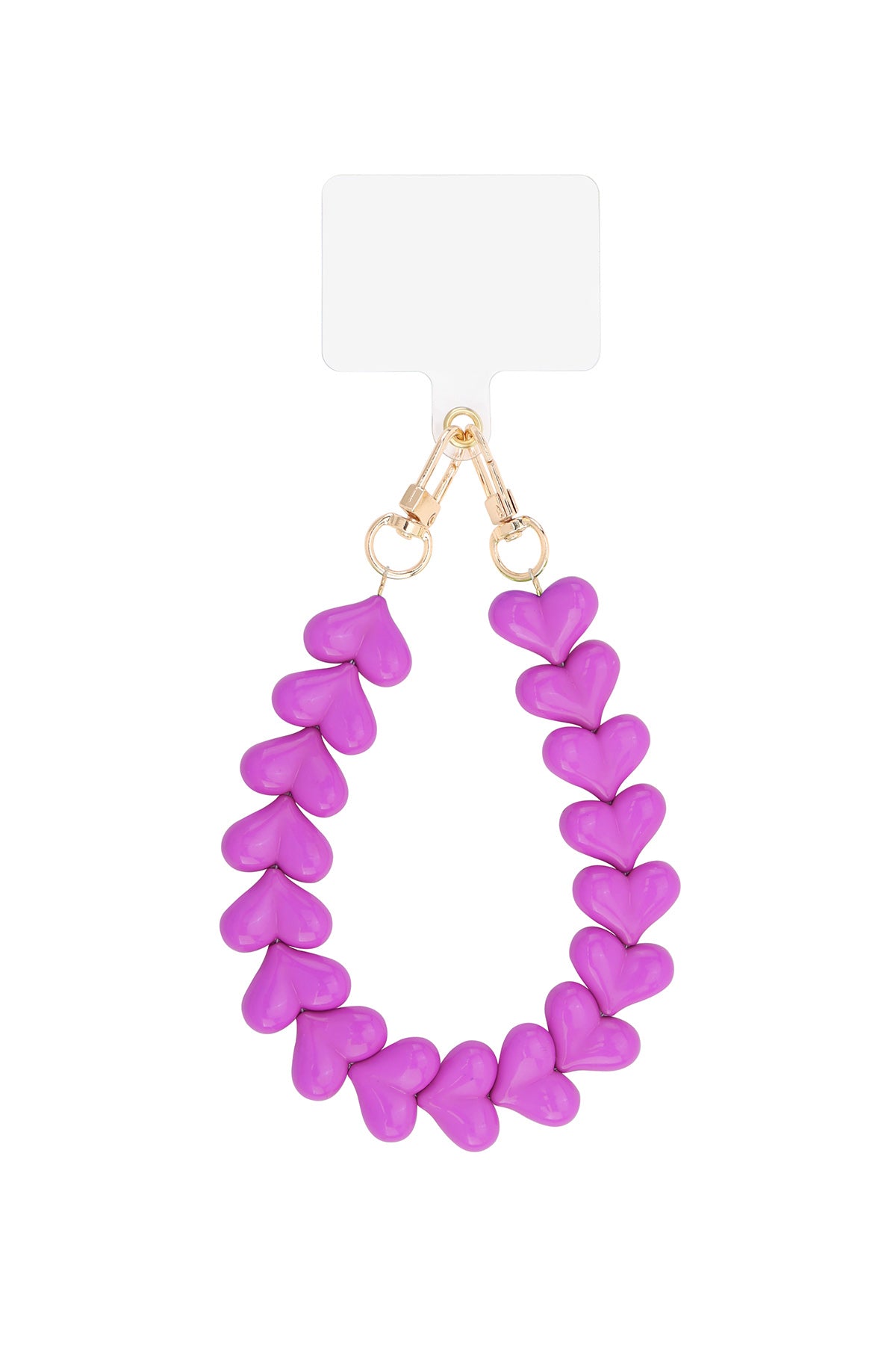 Cordon de téléphone en acrylique avec forme de cœur et perles – plusieurs couleurs
