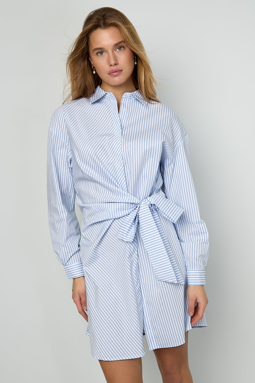 Dames gestreepte blousejurk van polyester – productfoto 3