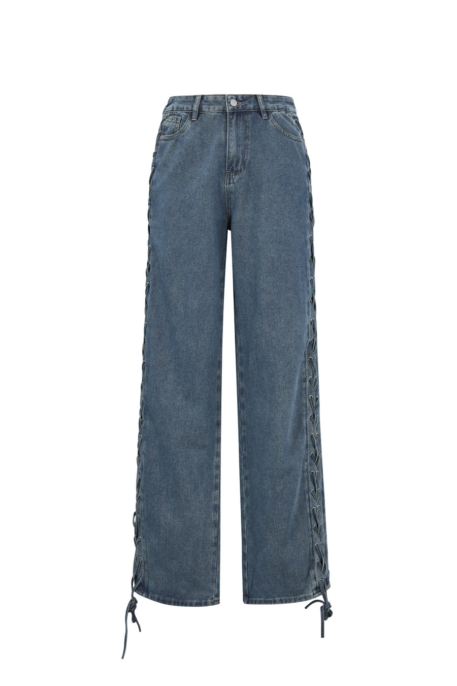Jean pour femme avec détail de nœud et jambe droite