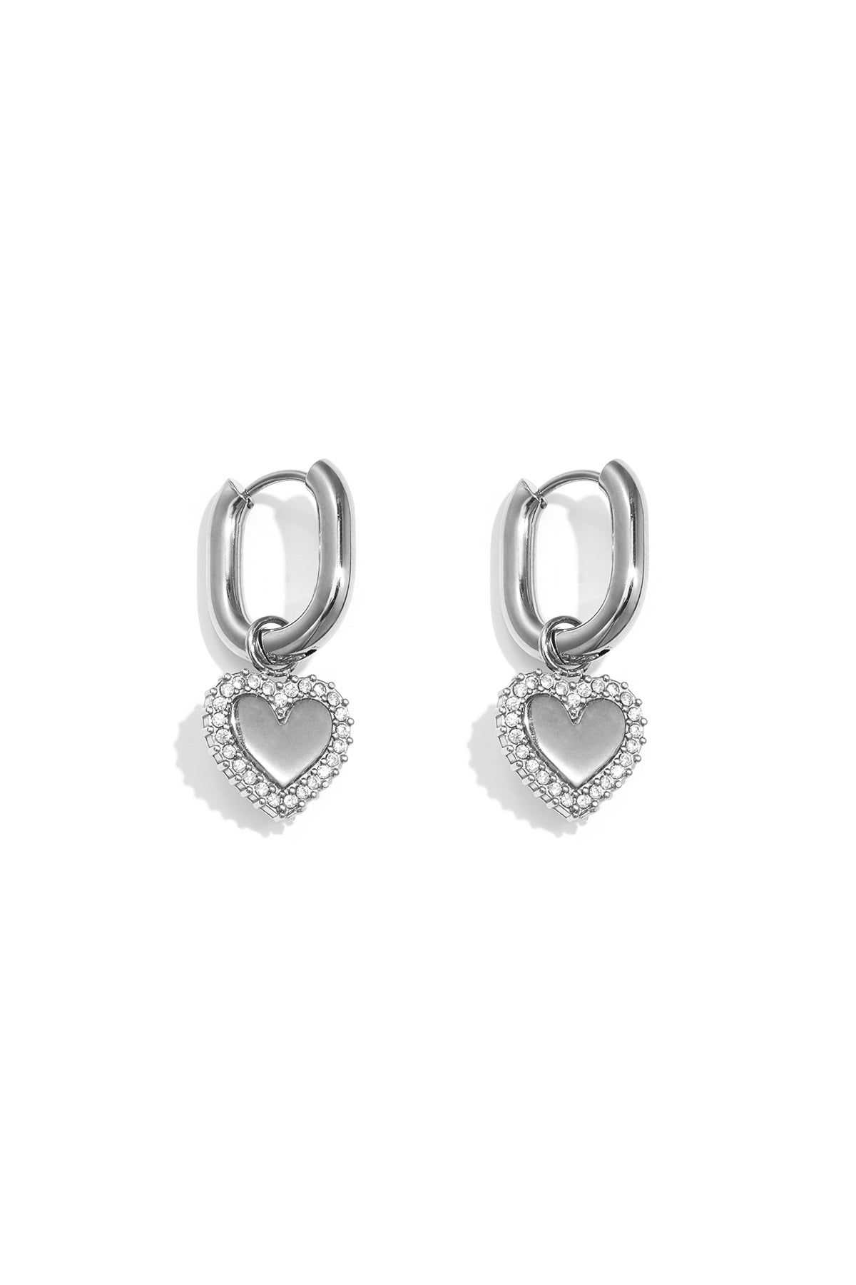 Women's Stainless Steel Dangle Earrings with Heart Shape – Gold and Silver Tone