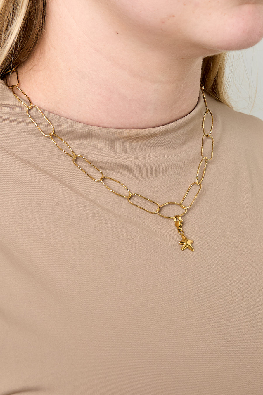 Collier ras du cou à maillons pour femmes en acier inoxydable 304 – couleur or