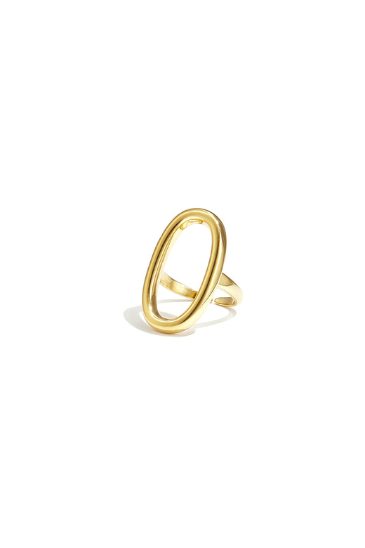 Bague minimaliste pour femme en acier inoxydable avec forme ovale – couleur or et argent