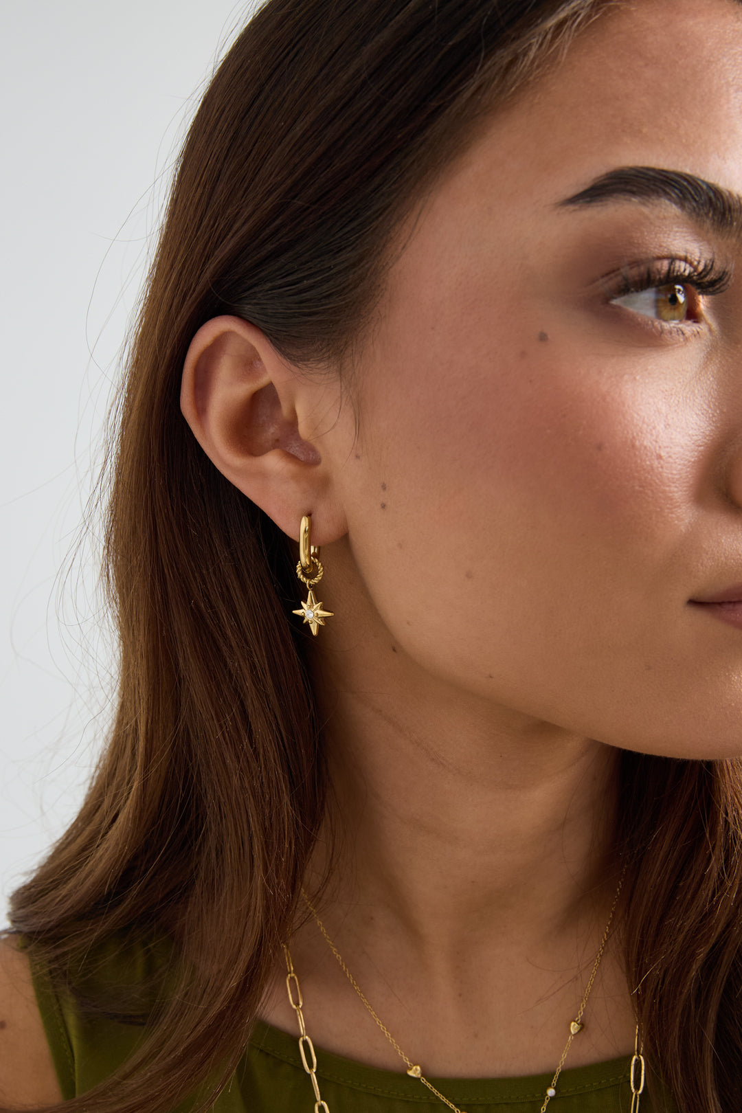Women's Stainless Steel Drop Earrings with Organic Shape – Gold-colored – image 4