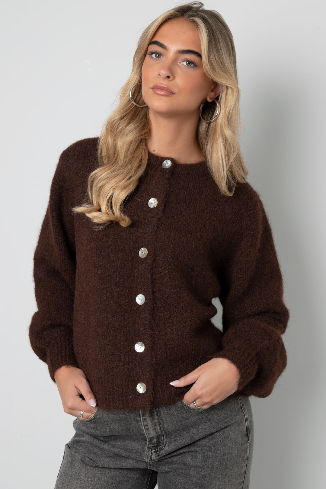 Dames gebreid cardigan van polyester in elf kleuren – productfoto 8