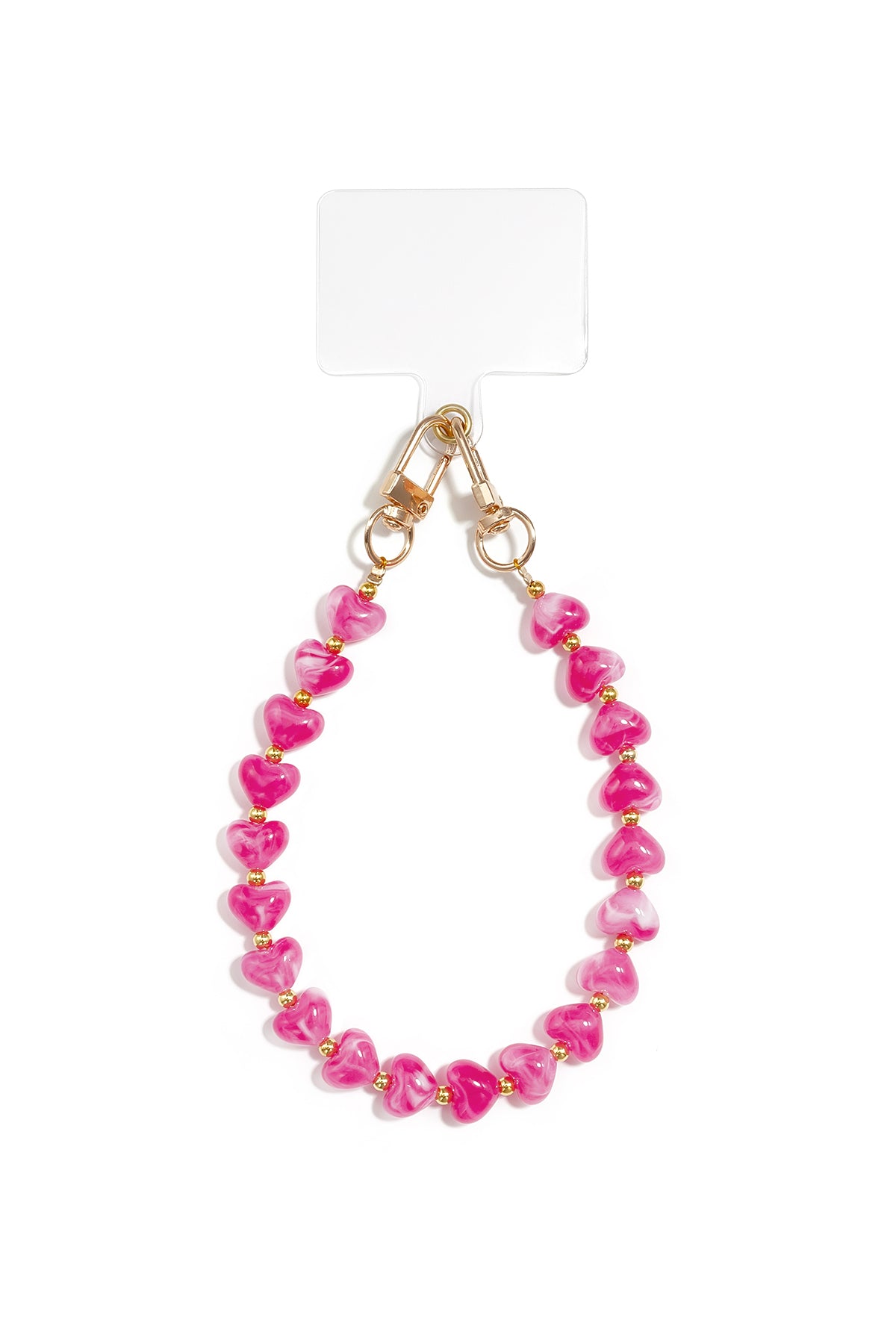 Cordon de téléphone en acrylique, CCB avec un cœur et des perles – plusieurs couleurs