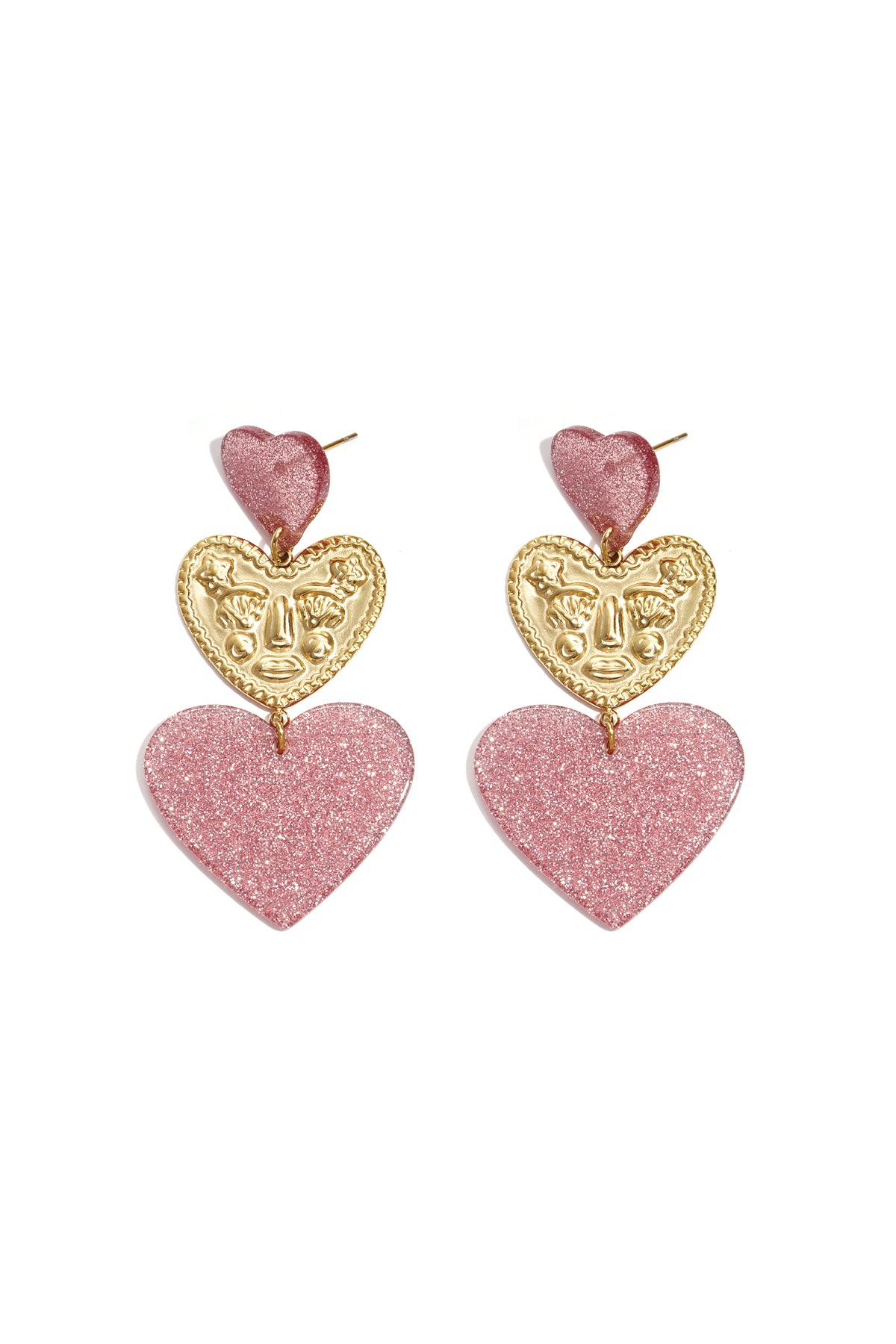 Statement oorbellen met glitter harten