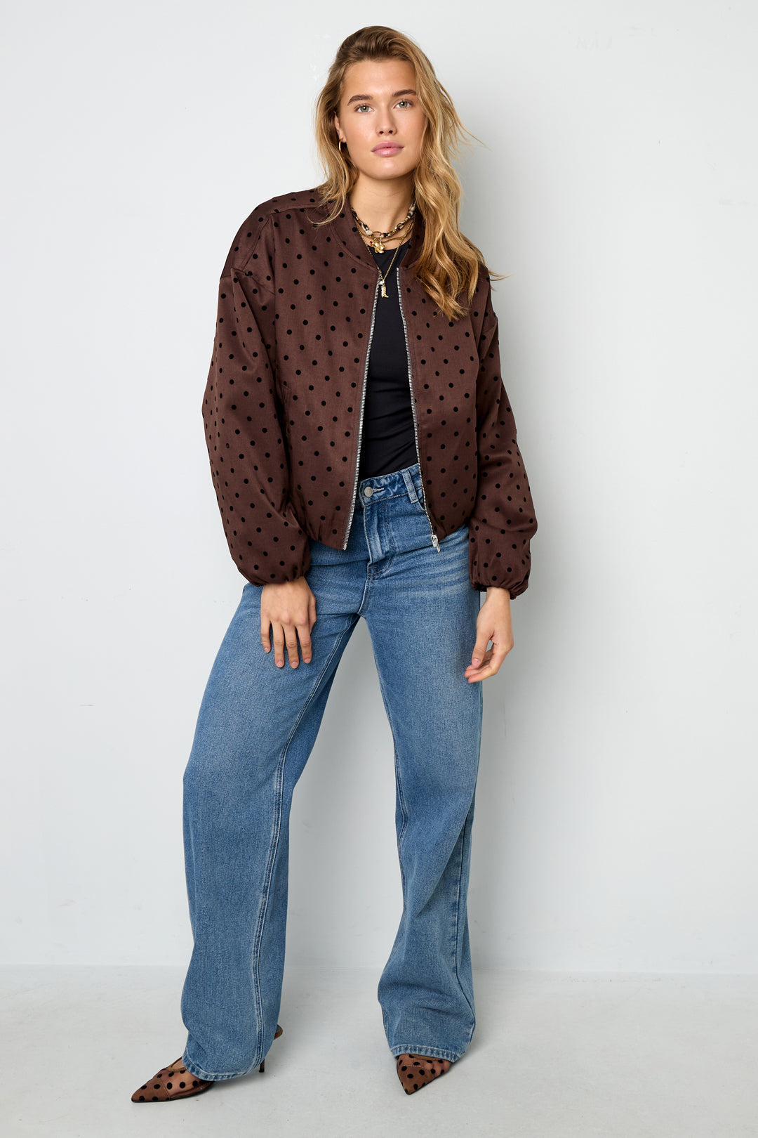 Dames casual jacket van polyester met stippen – productfoto 4