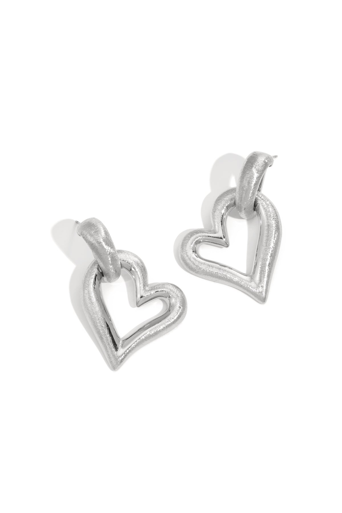 304 Stainless Steel Women's Drop Earrings with Heart Shape – Gold