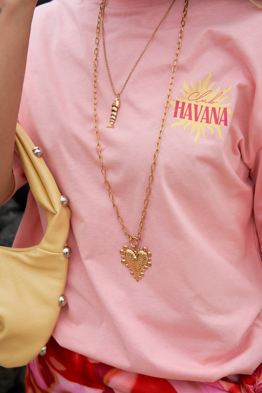 Lange ketting met chunky hart charm