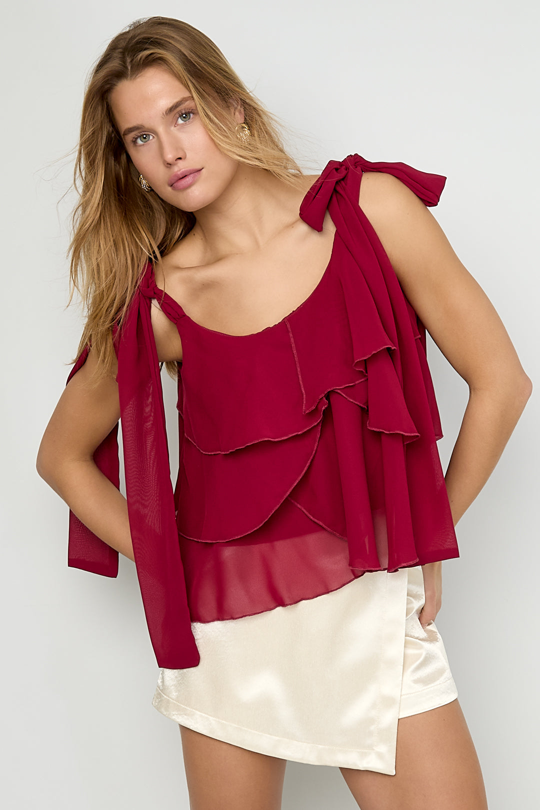 Mouwloze dames top met ruches – productfoto 3
