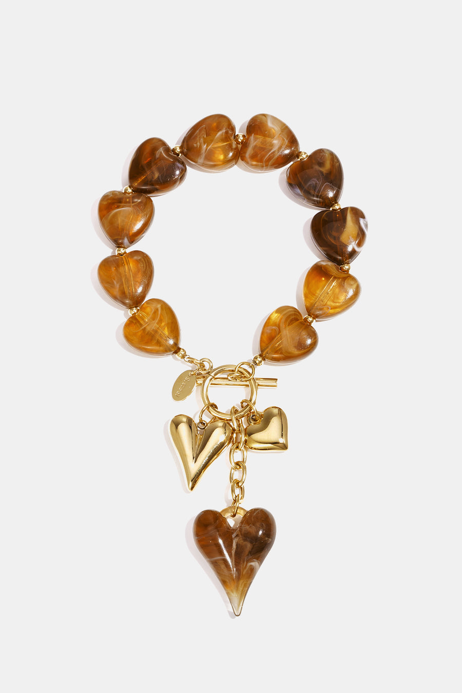 Dames kralenarmband met hangende harten in oranje