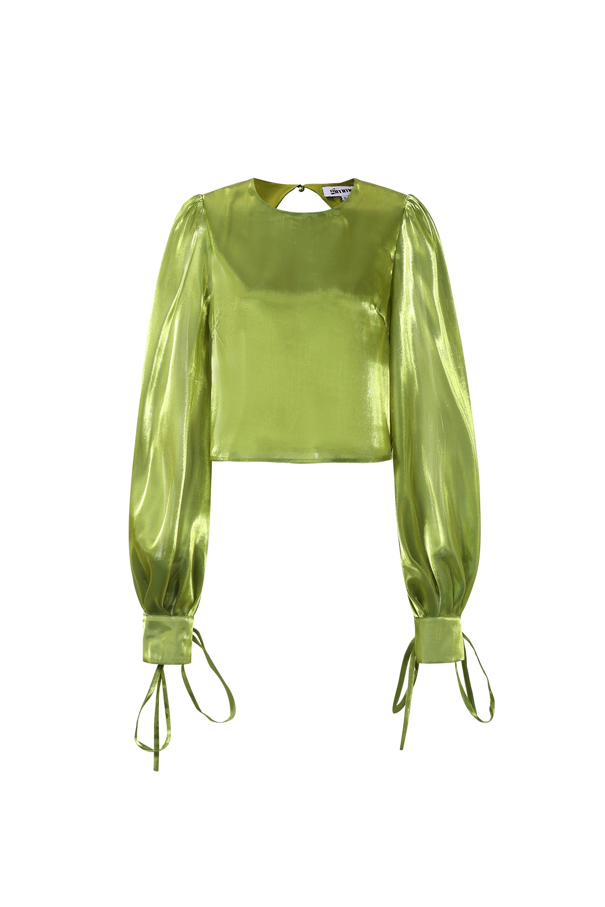 Dames glanzende blouse van polyester met pareldetail – productfoto 10