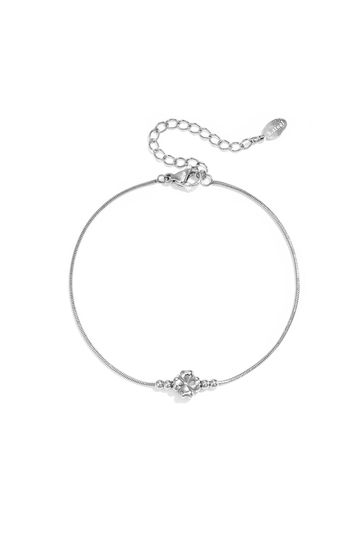 Bracelet à breloques pour femme en acier inoxydable avec motif trèfle – couleur or
