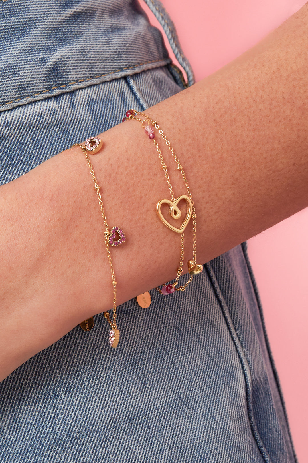 Armband met speels hart, kralen en parel