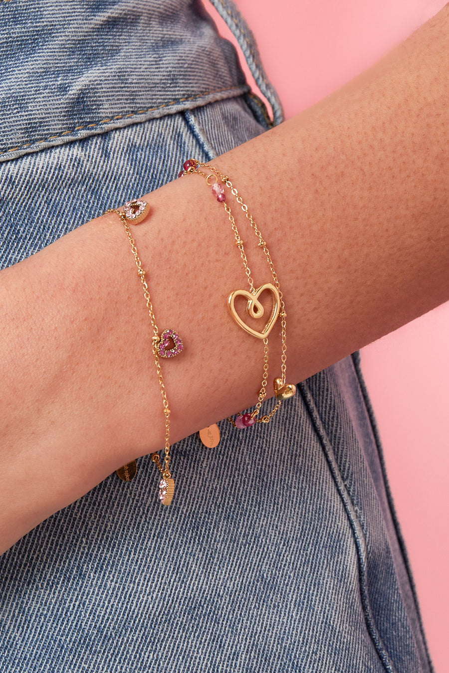 Armband met speels hart, kralen en parel