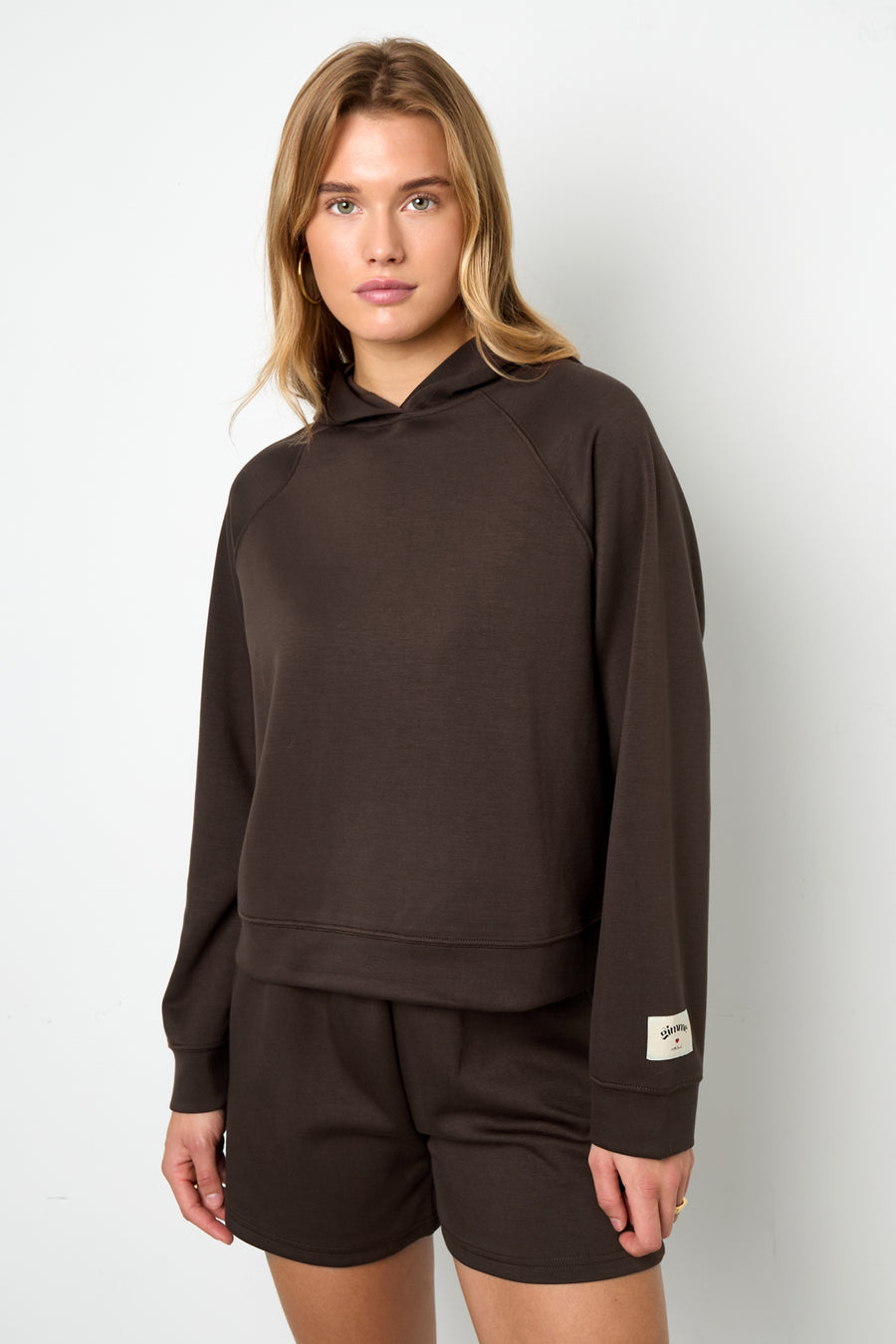 Dames sportieve hoodie van gebreid polyester – productfoto 2