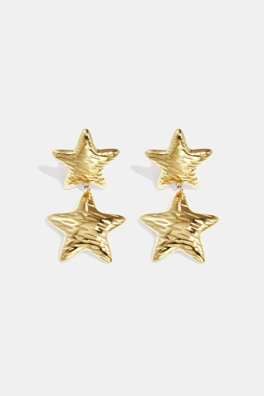 Boucles d'oreilles pendantes pour femmes en acier inoxydable motif étoile - couleur or