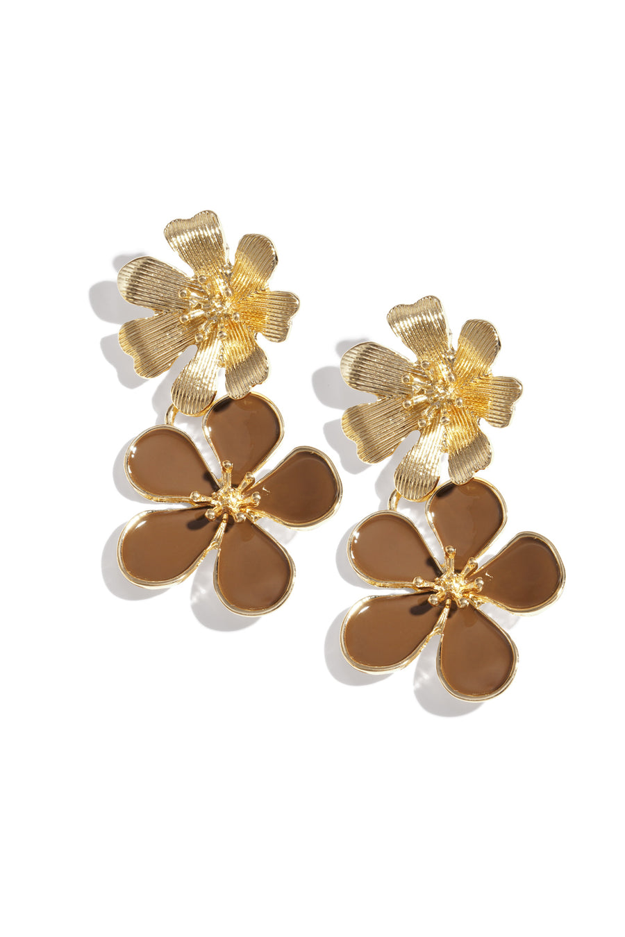 Boucles d'oreilles pendantes en alliage de métal avec motif floral pour femme – plusieurs couleurs