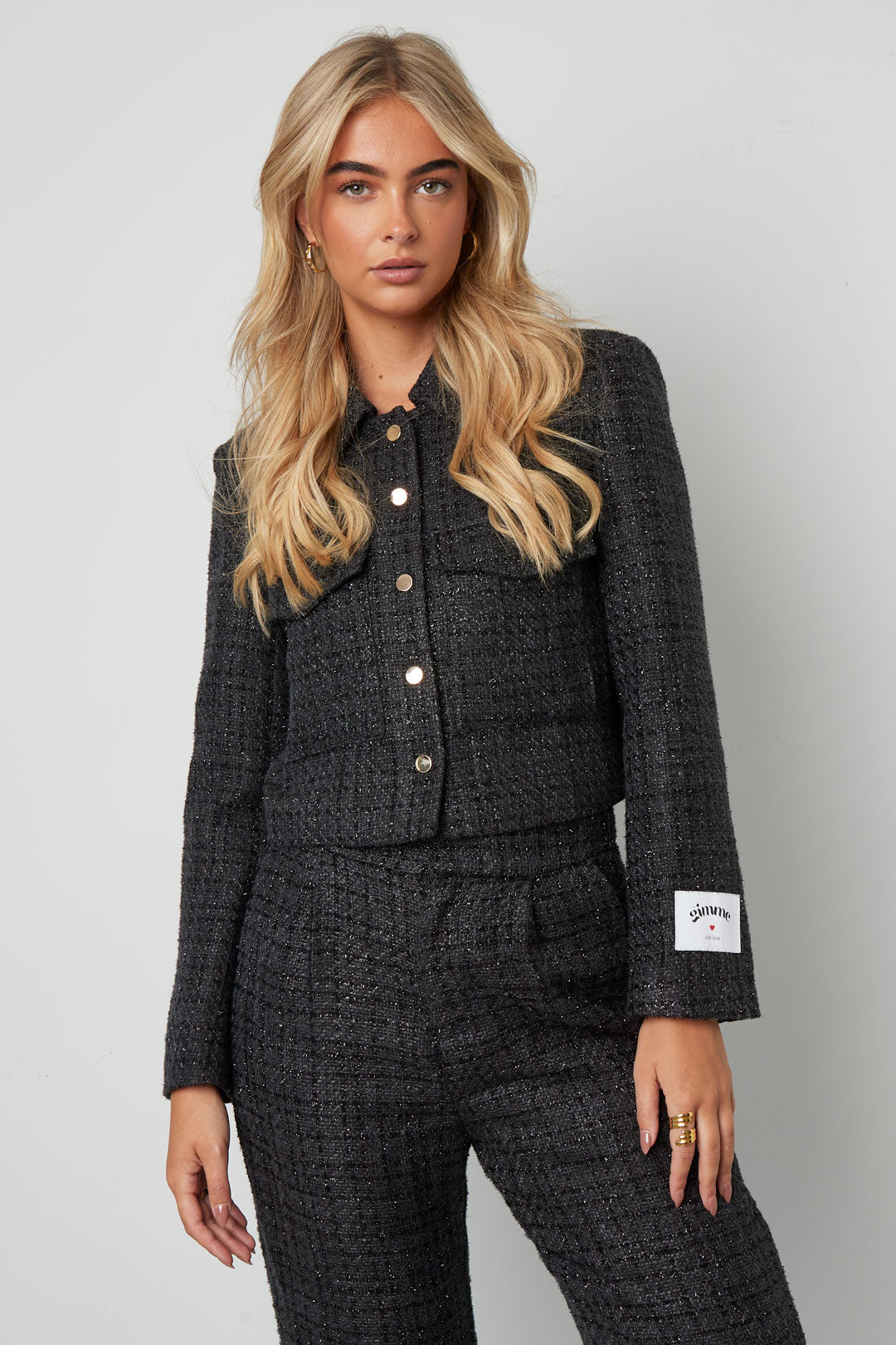 Dames elegant geruit jacket van polyester – productfoto 4
