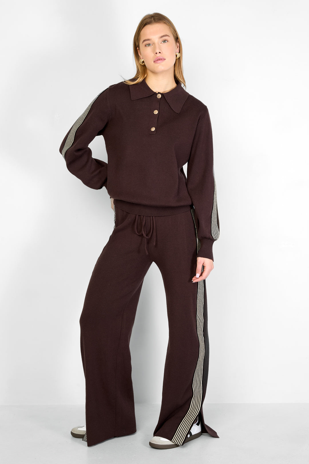 Dames gebreide trui met kleurcontrast – productfoto 3