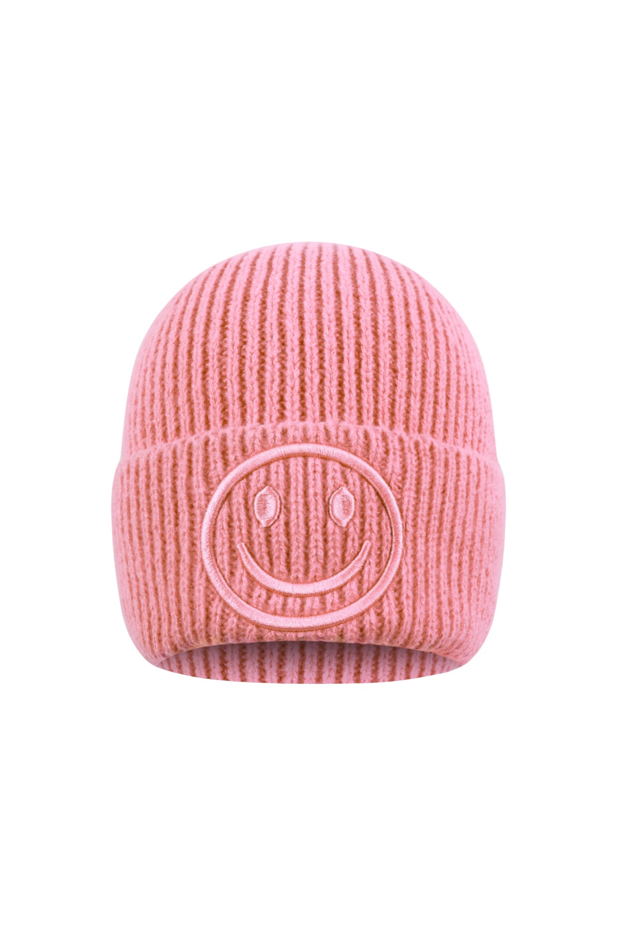 Dames muts met smiley in roze