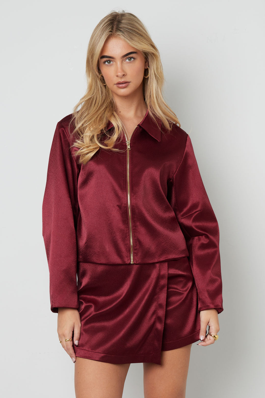 Dames casual kort jacket van polyester in donkerblauw – productfoto 4