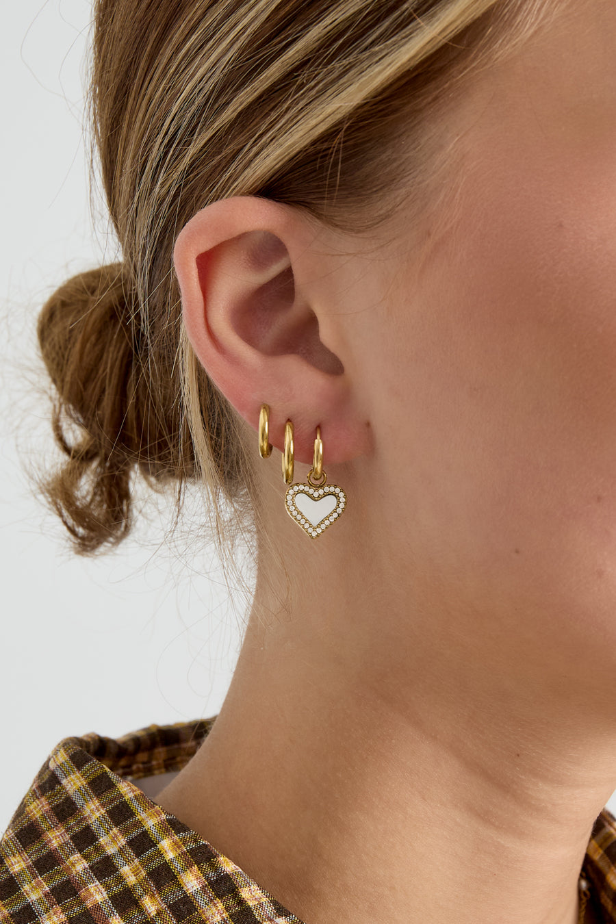 Women's Dangle Earrings Stainless Steel Heart Shaped – Gold Plated