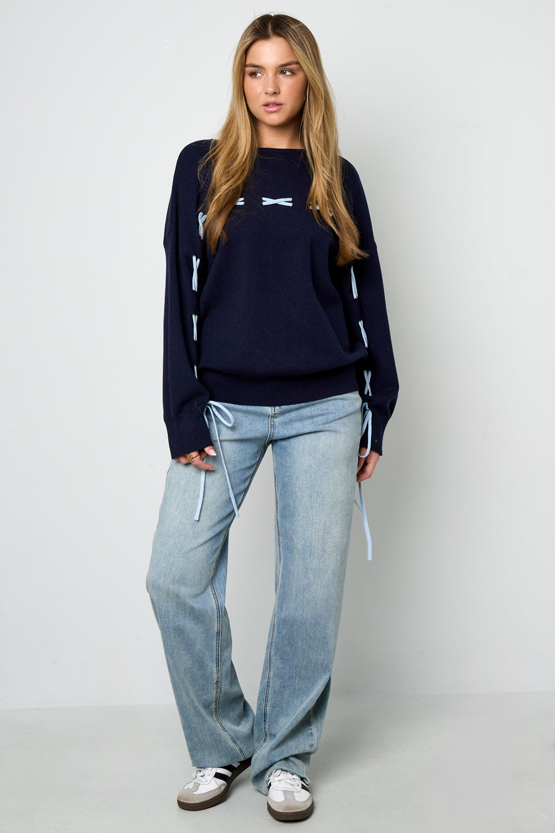 Gebreide Viscose Dames Trui Casual Kleurcontrast