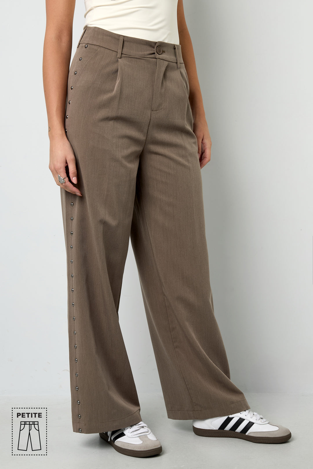 Dames elegante bruine wide-leg broek van polyester – productfoto 5