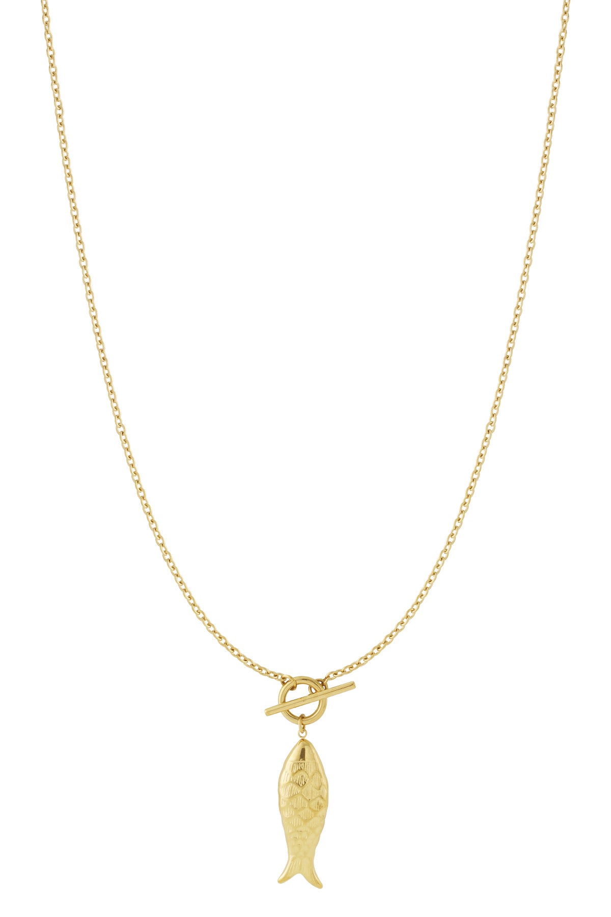 Long stainless steel necklace for women with ocean details – gold-colored – image 3