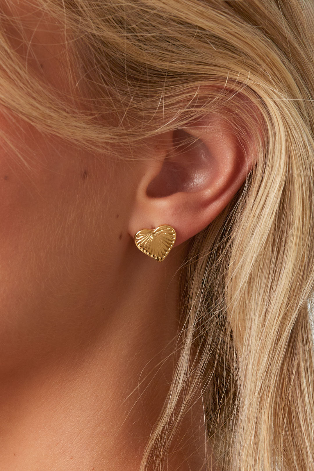 Women's Stainless Steel Heart Stud Earrings – Gold and Silver Tone – image 2