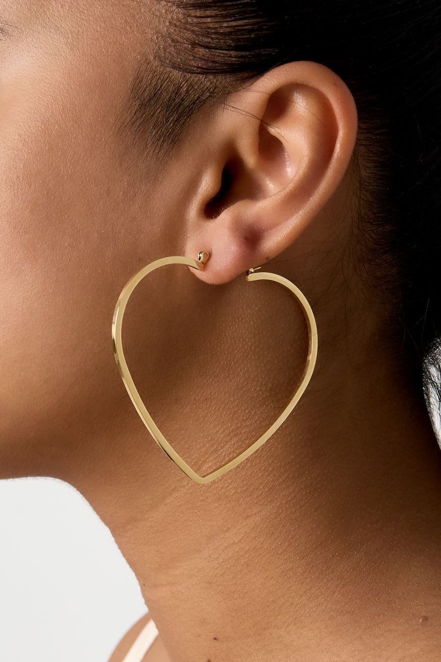 Boucles d'oreilles créoles pour femmes en acier inoxydable avec cœur – doré et argenté