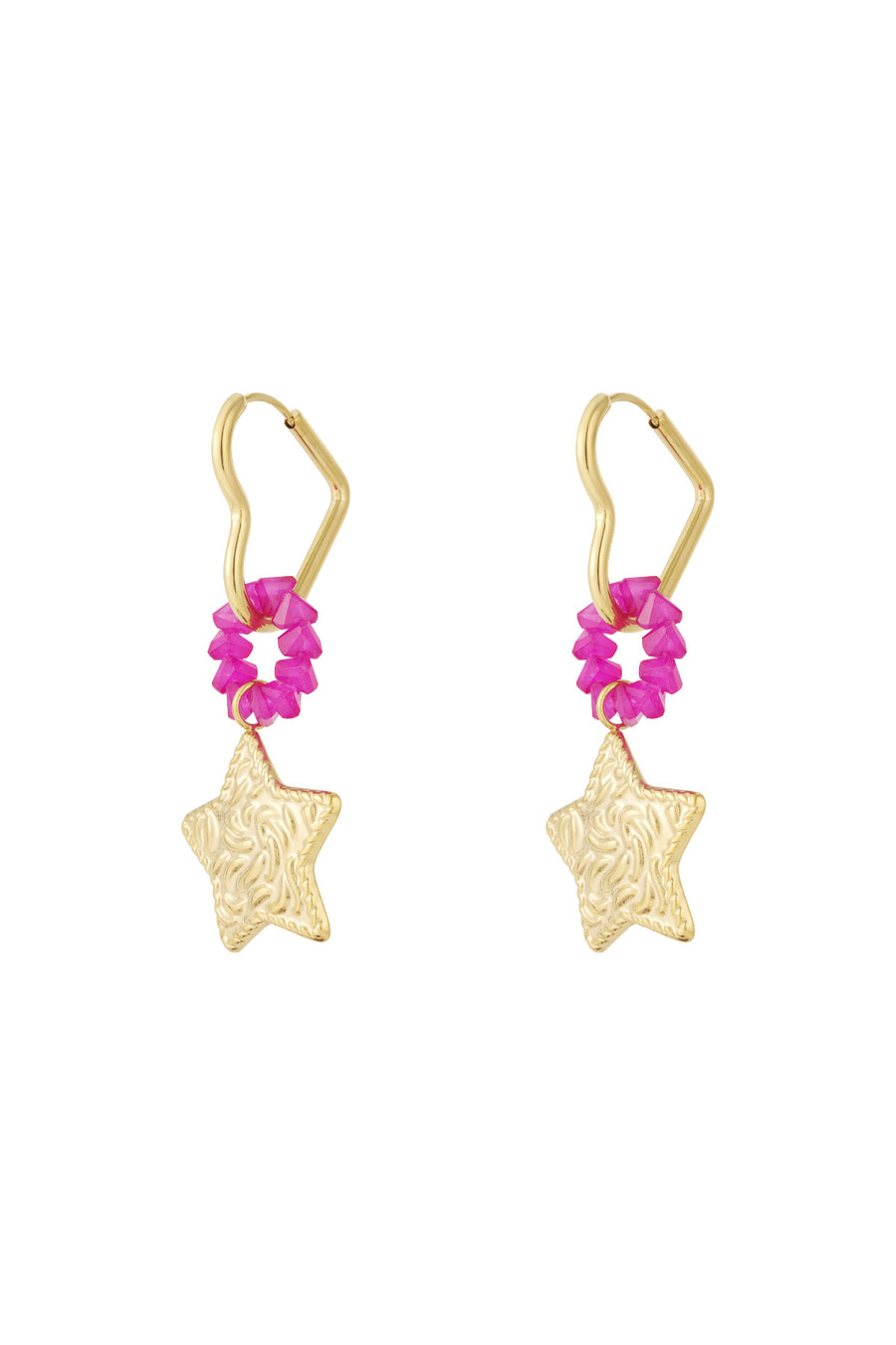 Boucles d'oreilles pendantes en acier inoxydable, cristal avec motif étoile – doré, pour femmes