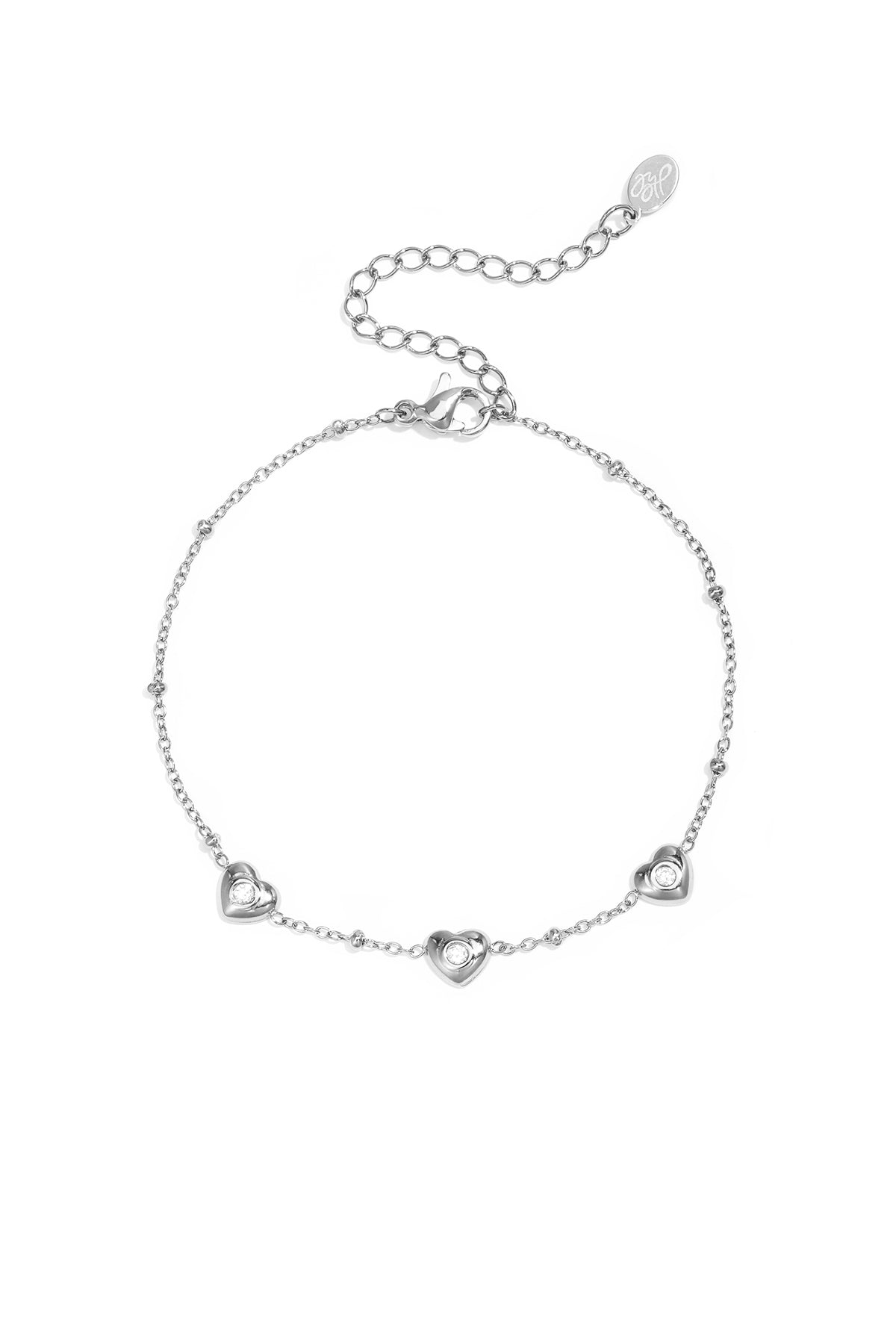 Women's Stainless Steel Heart Charm Bracelet – Gold and Silver Tone