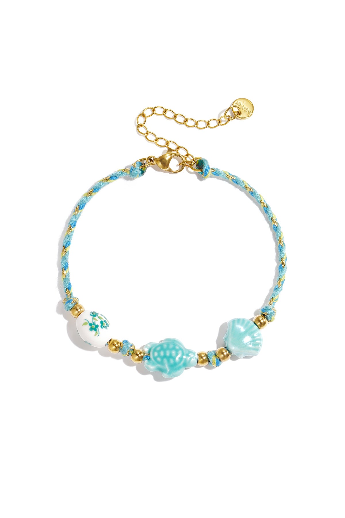 Armband met schildpad en schelp kralen en touwmotief