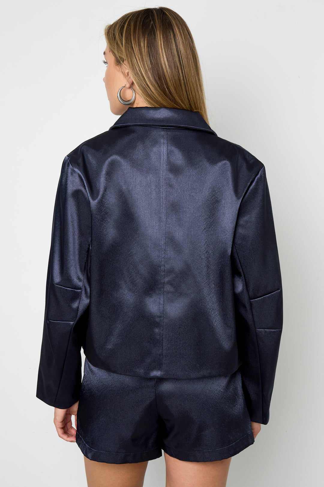 Dames casual kort jacket van polyester in donkerblauw – productfoto 7