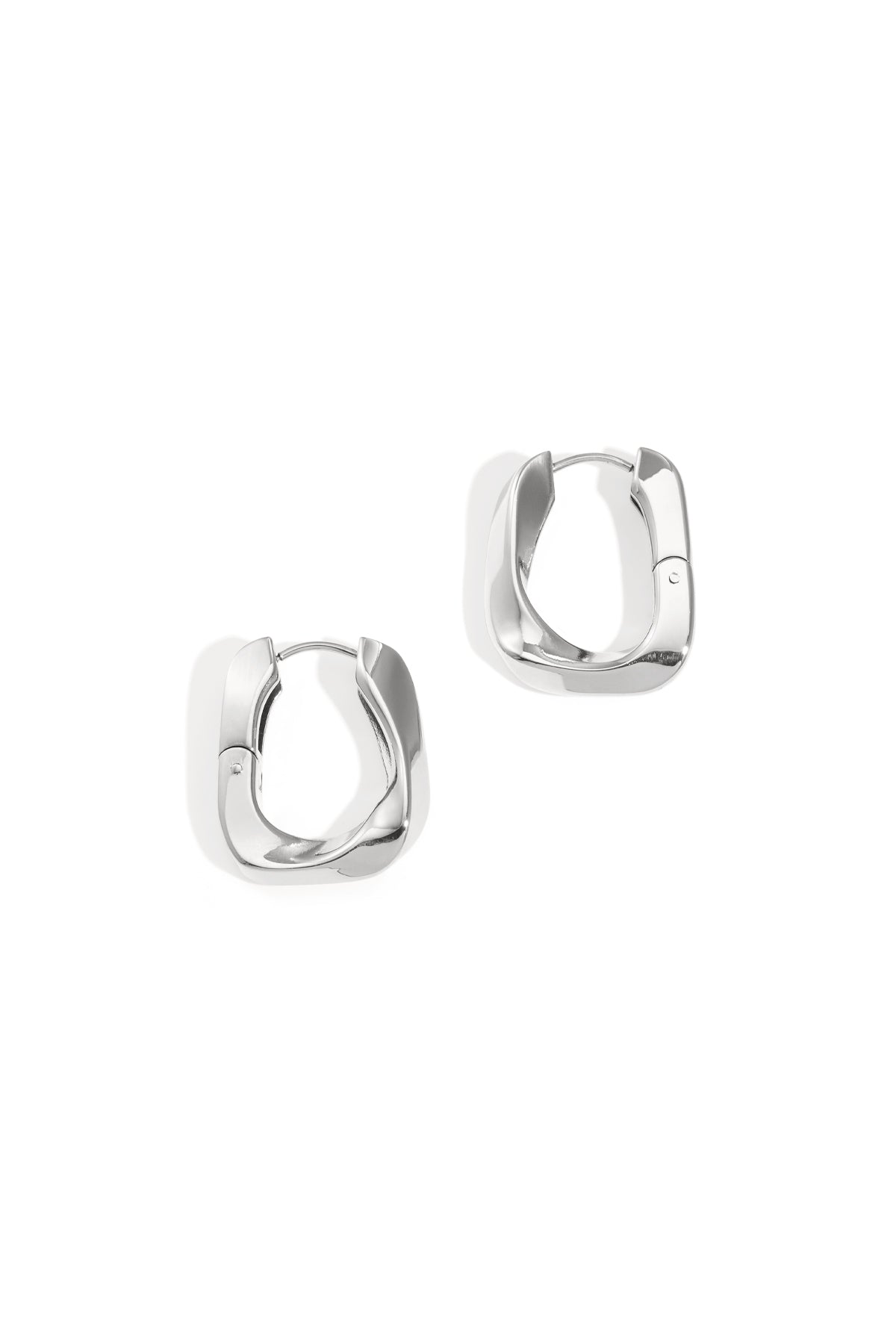 Boucles d'oreilles créoles pour femme en acier inoxydable de forme rectangulaire – couleur or