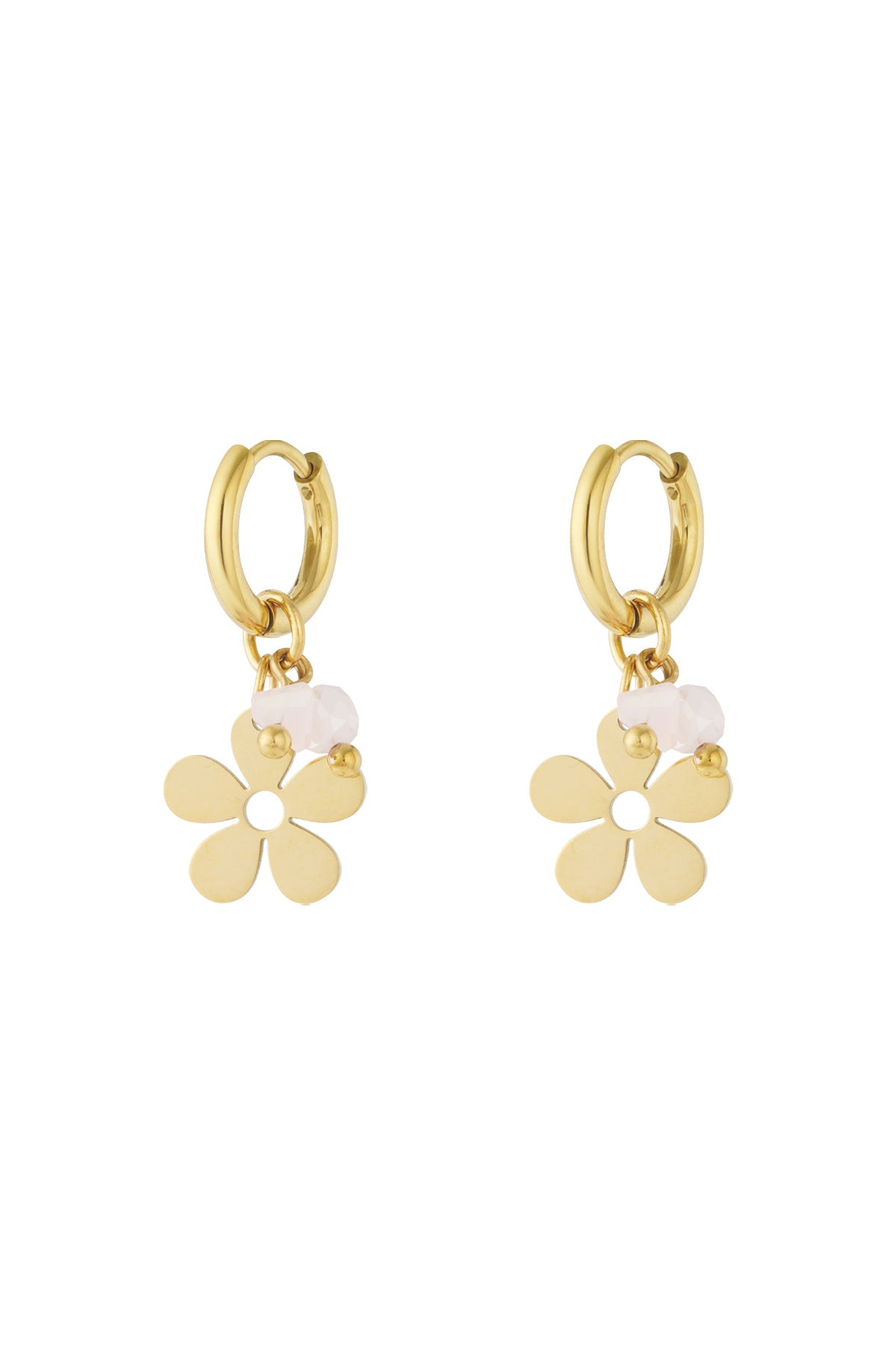 Boucles d'oreilles pendantes en acier inoxydable pour femmes avec motif floral – rose et rose vif