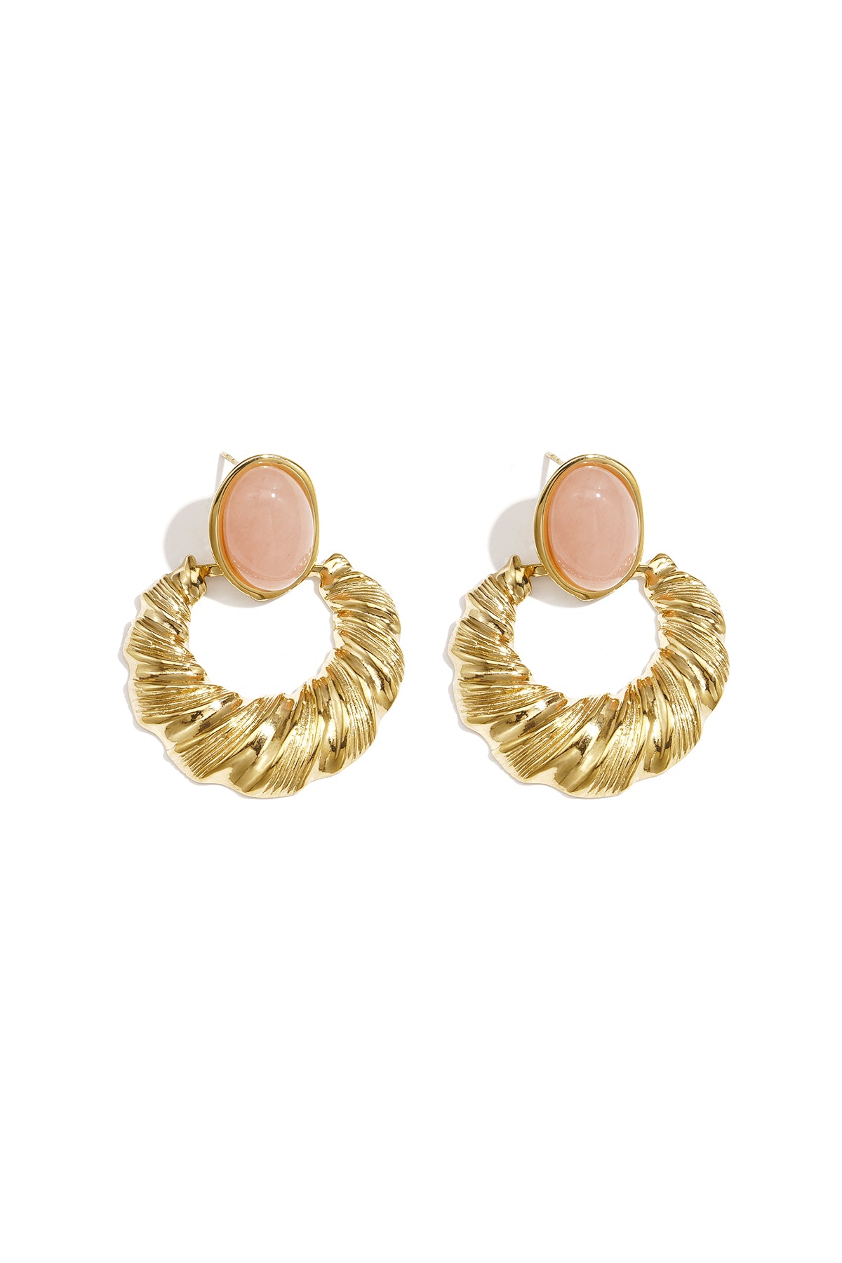 Boucles d'oreilles pendantes en acier inoxydable de forme organique pour femmes – beiges