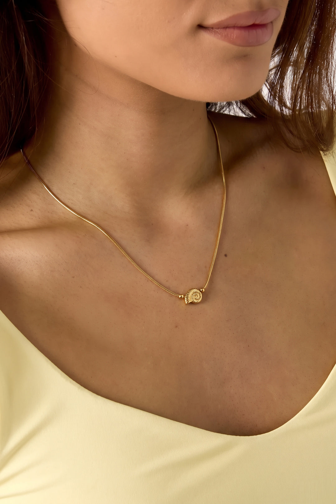 Minimalistische ketting met spiraalschelpje