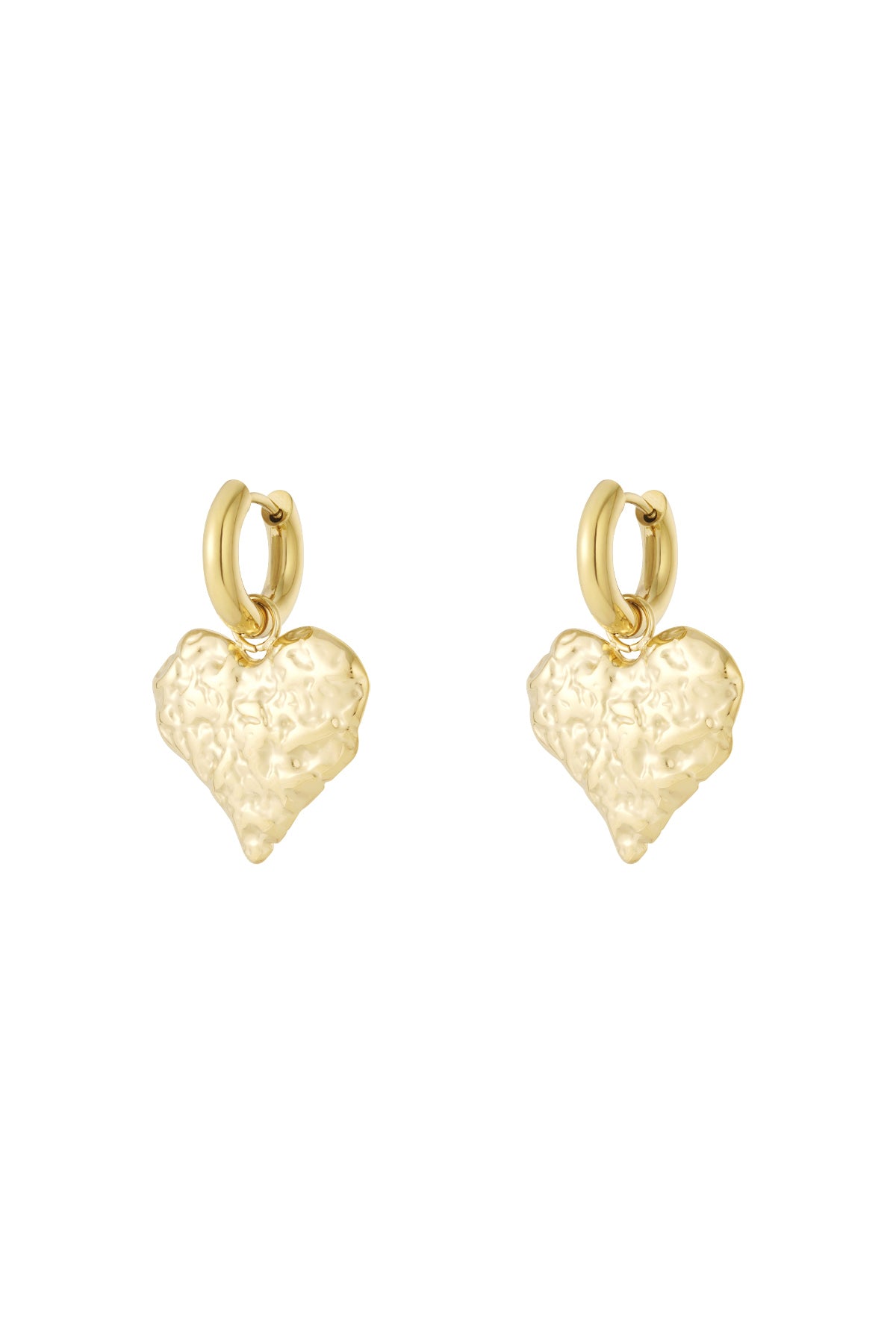 Boucles d'oreilles pendantes pour femmes en acier inoxydable en forme de cœur – doré