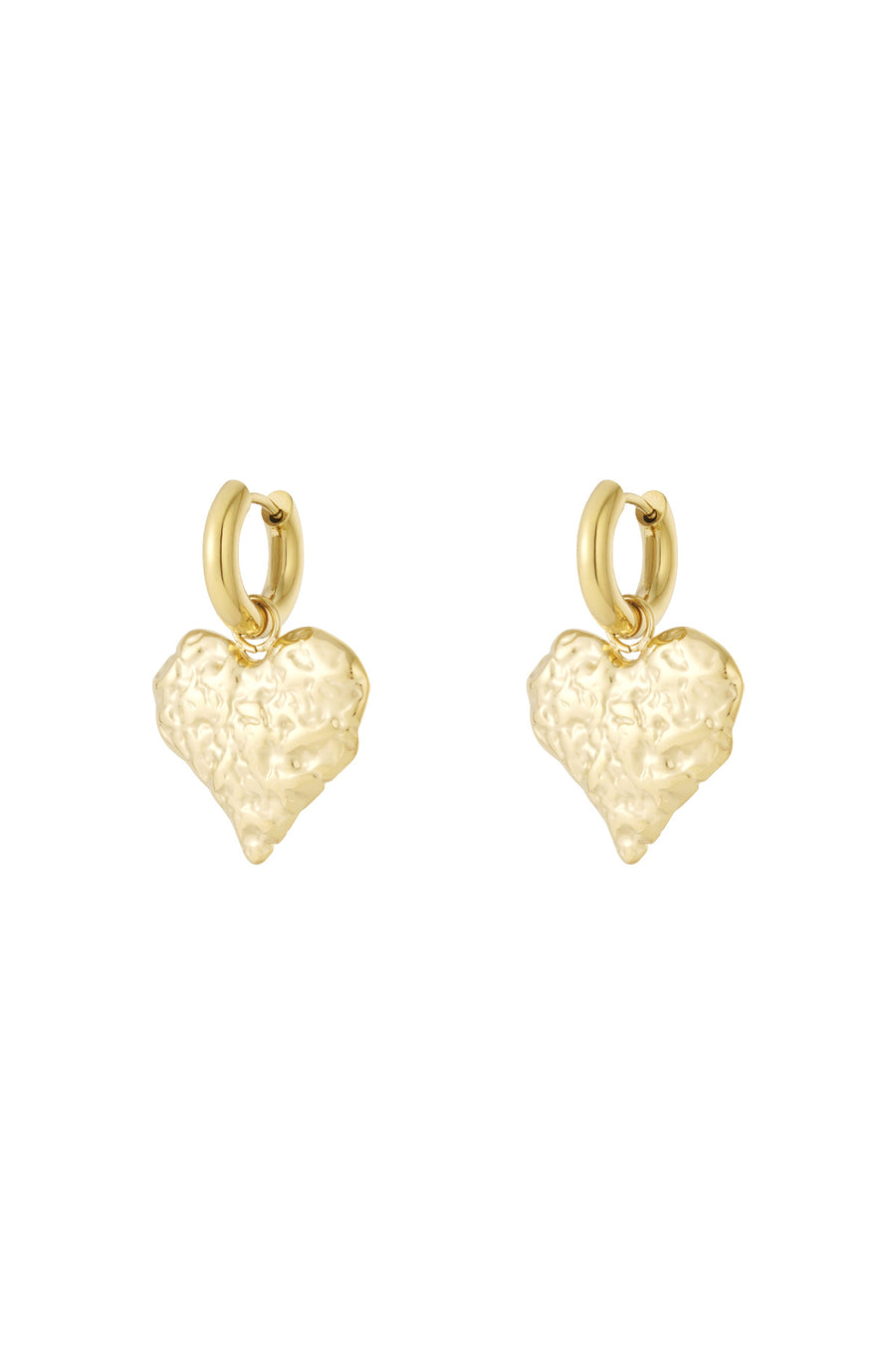 Boucles d'oreilles pendantes pour femmes en acier inoxydable en forme de cœur – doré
