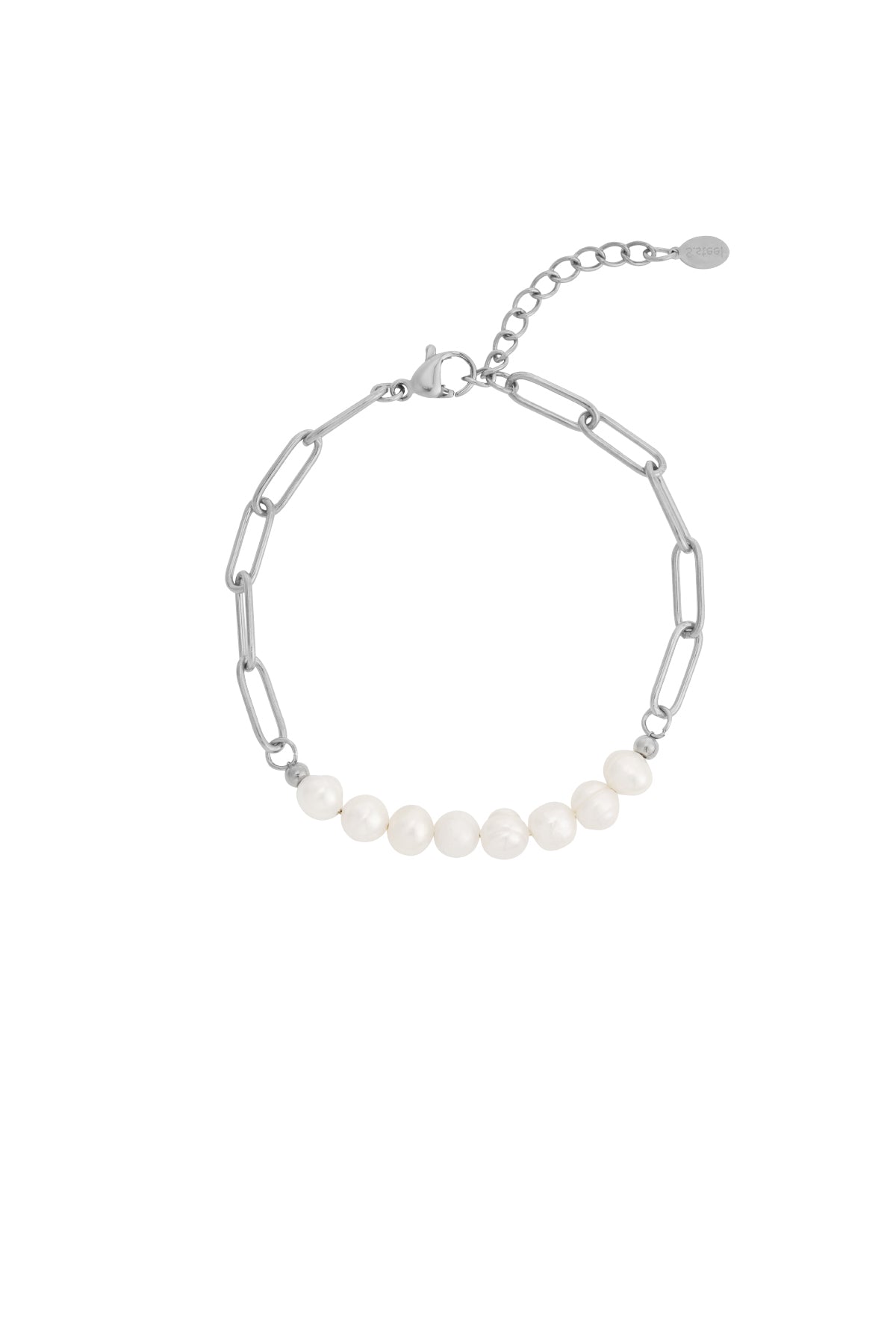 Bracelet à maillons pour femme en acier inoxydable avec perles – or et argent