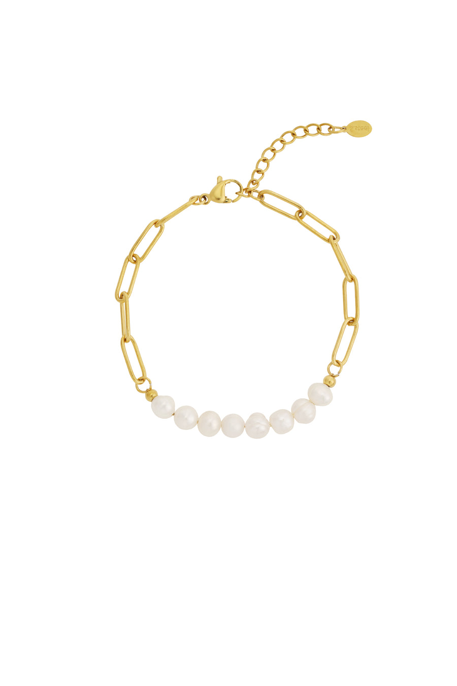 Bracelet à maillons pour femme en acier inoxydable avec perles – or et argent