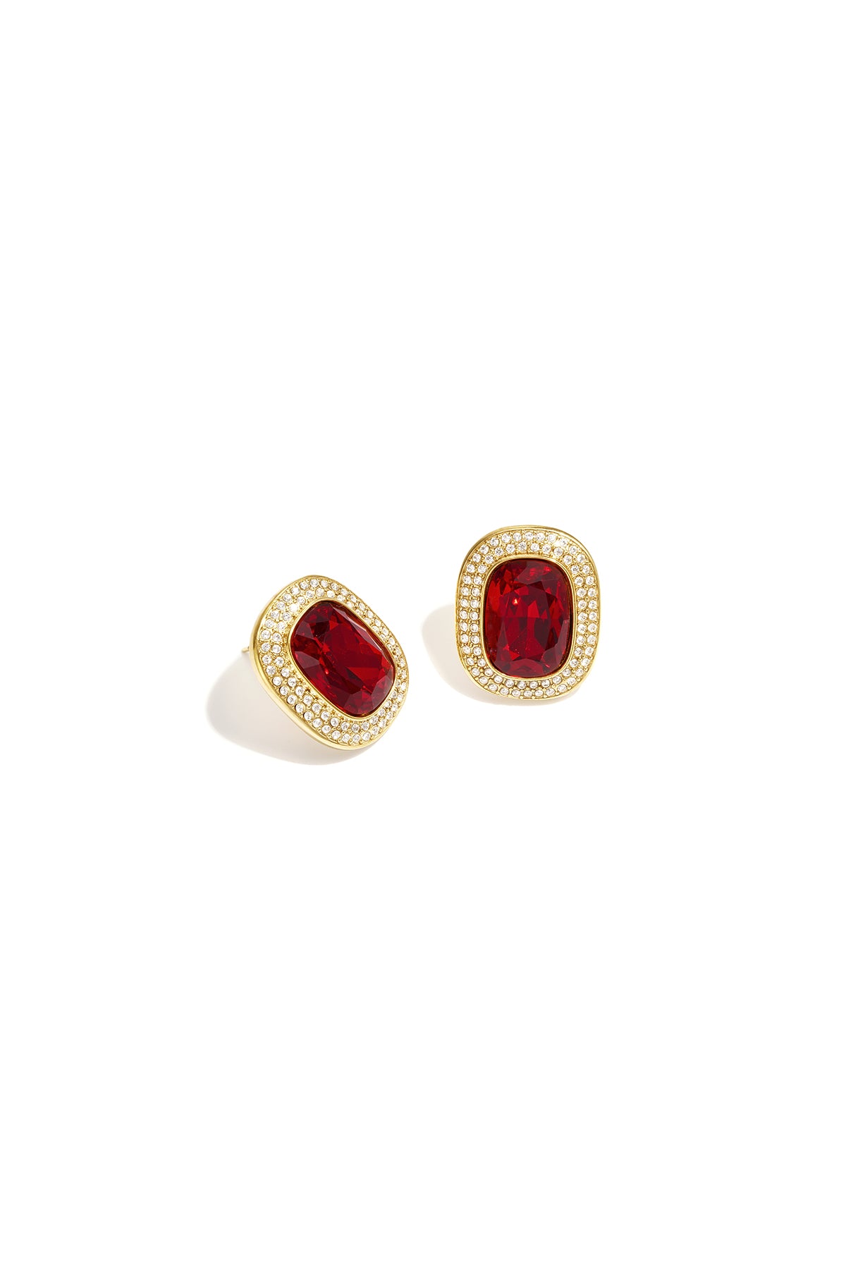 Women's stainless steel stud earrings with geometric shape – dark brown and white