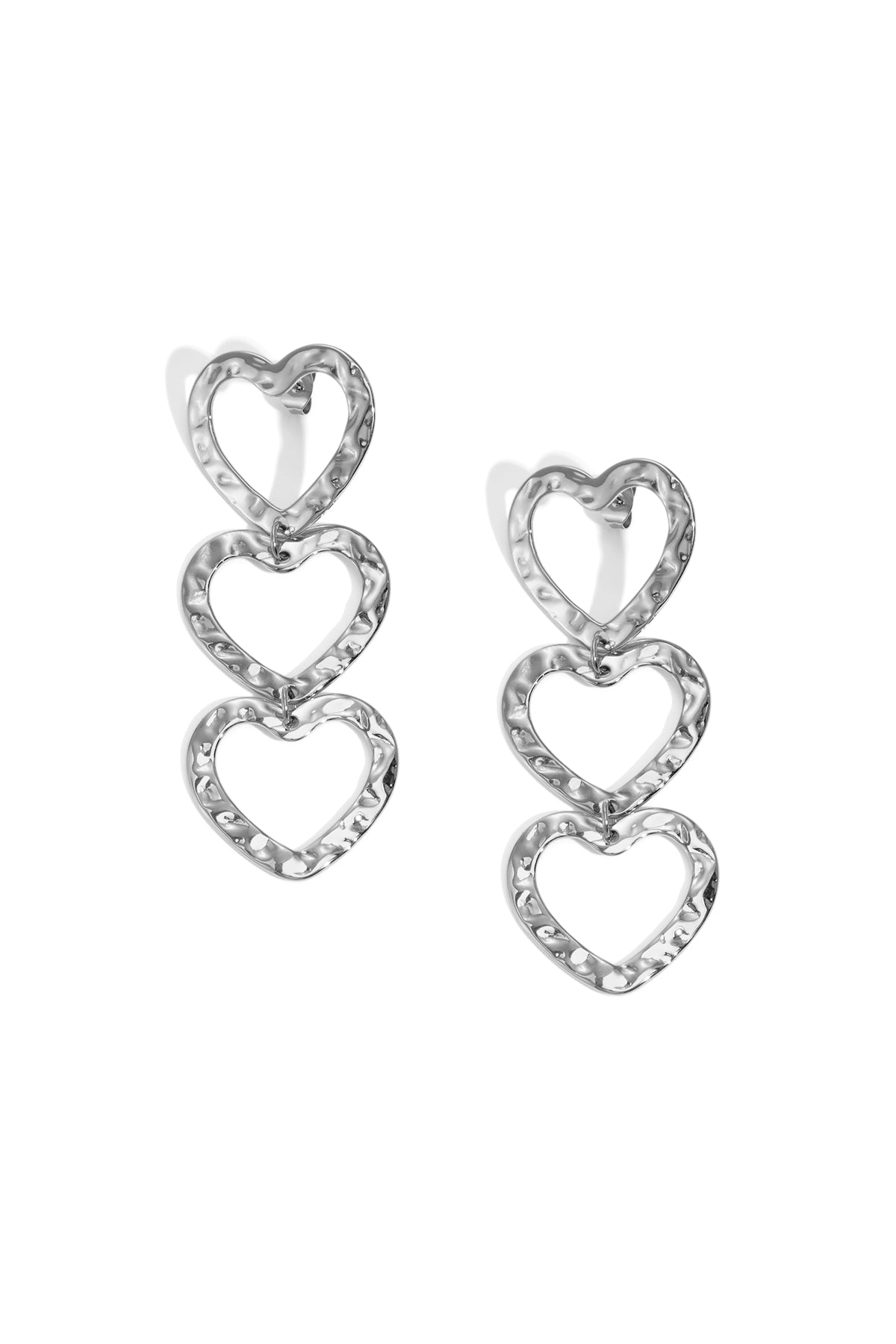 Women's Stainless Steel Dangle Heart Earrings – Gold-colored