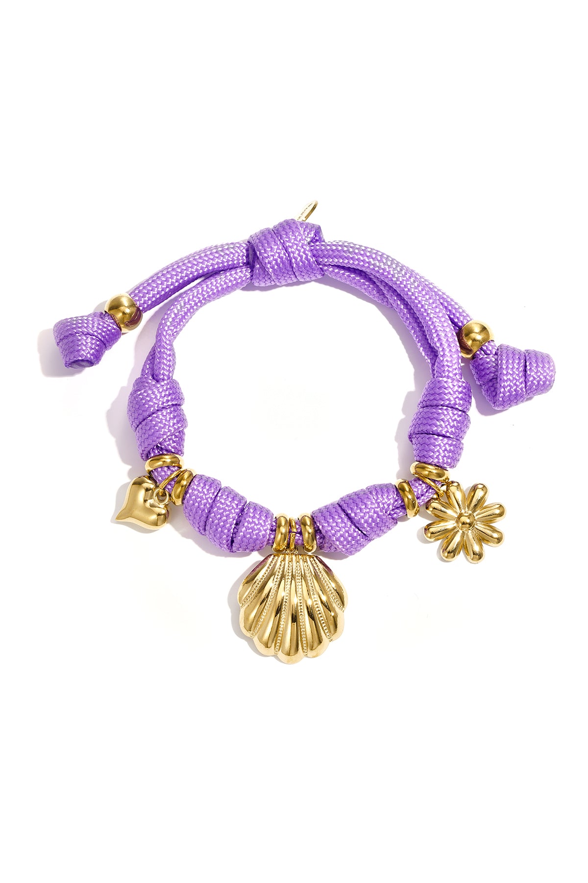 Bracelet tressé pour femmes en cordon avec motif floral et forme de cœur – plusieurs couleurs