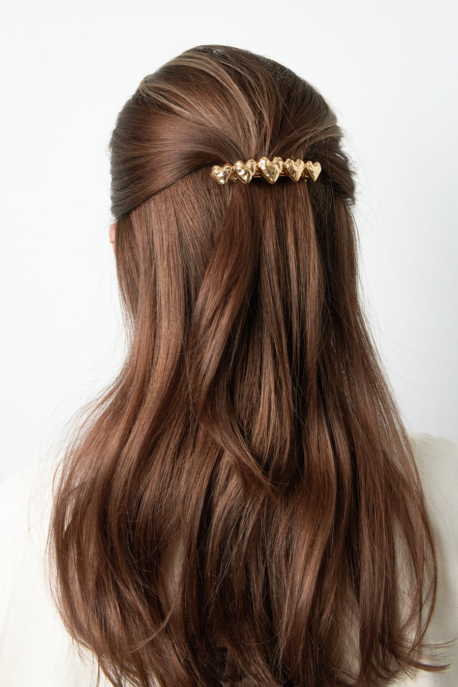 Barrette en alliage métallique avec cœur – couleur or – usage quotidien